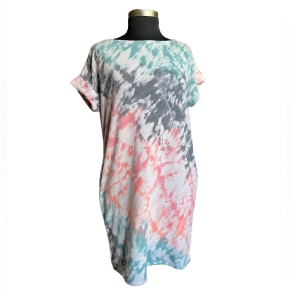 White Birch Tie Dye Tee Shirt Dress  Size Large
